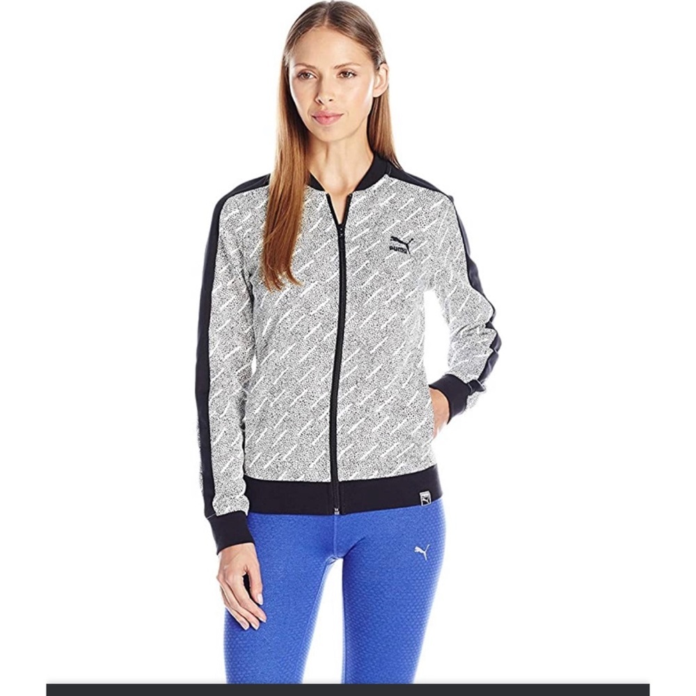 Puma Women's Athletic Black and Gray Zip Up Jacket Size Small